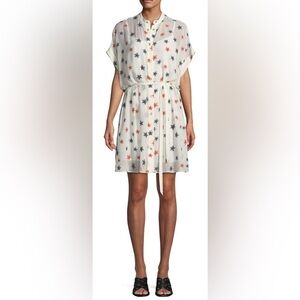 Rag & Bone Lary Sheer Star White Red Blue Shirt Dress Size Small